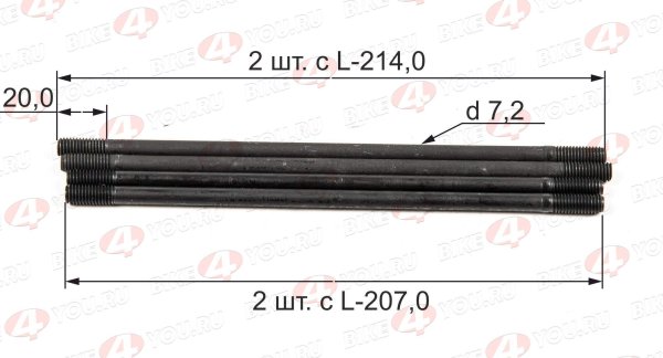 Шпильки цилиндра (компл=4шт) YX150/160см3 (W150-2/W150-5/W160-2)